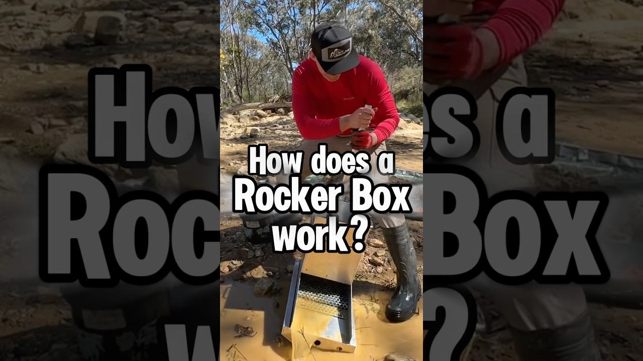 How does a rocker box sluice work to catch gold? 