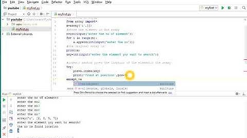 PYTHON Program to searching an array for an element using Index() method