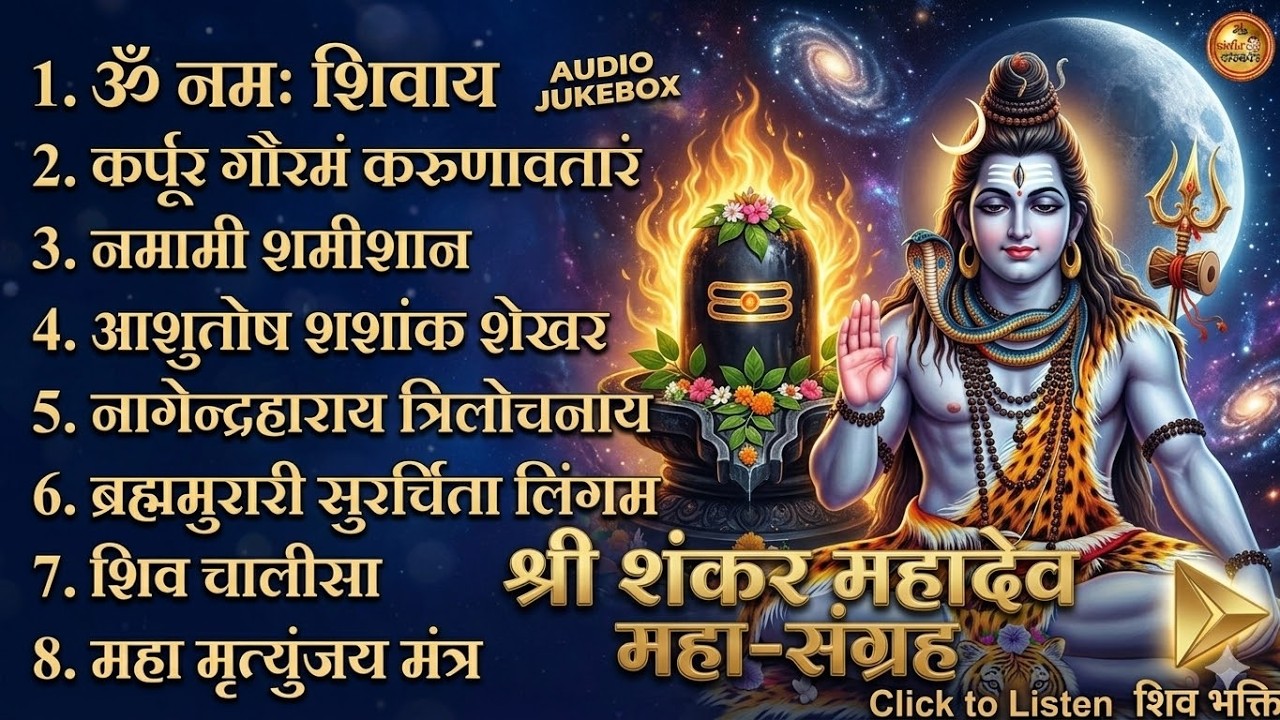 भक्ति भजन - आशुतोष शशाँक शेखर, कर्पूर गौरम करुणावतारं, ॐ नमः शिवाय, शिव अमृतवाणी व शिव आरती