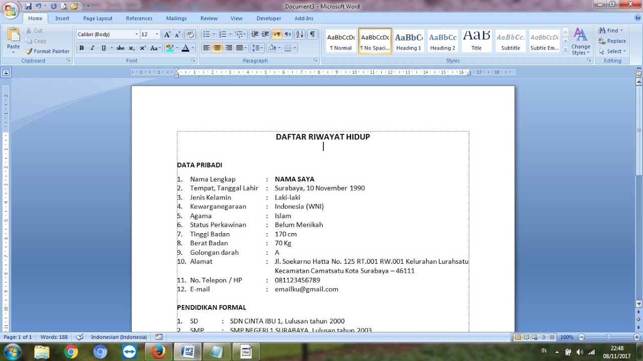 Cara Membuat Daftar Riwayat Hidup Atau Cv