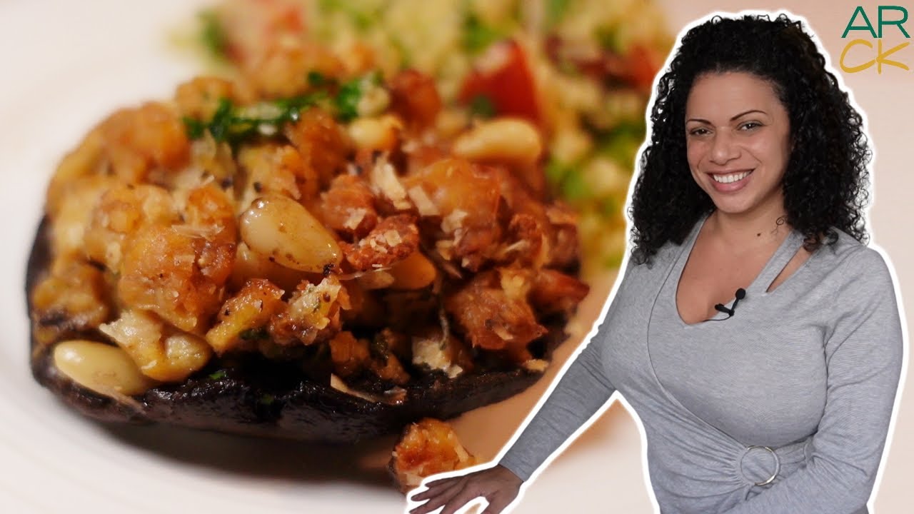 QUICK and TASTY Tempeh Recipe; Pine Nut & Parmesan Stuffed Mushrooms