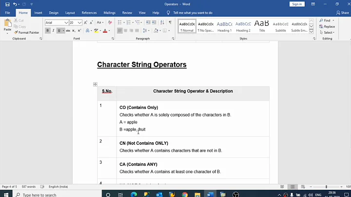 Character String operators and it's type in sap abap