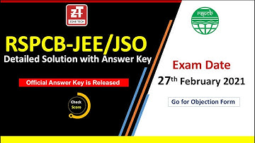 RSPCB-JEE/JSO 2021 | Paper Solution & Answer Key | Check Score | Objection form | By Hariom Sir