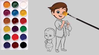 The Boss Baby Family Coloring Page Learn Colors for Kids