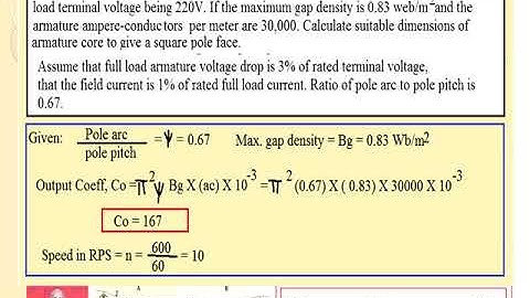 2021  Module 2 Design of DC machines  Problems on main dimensions