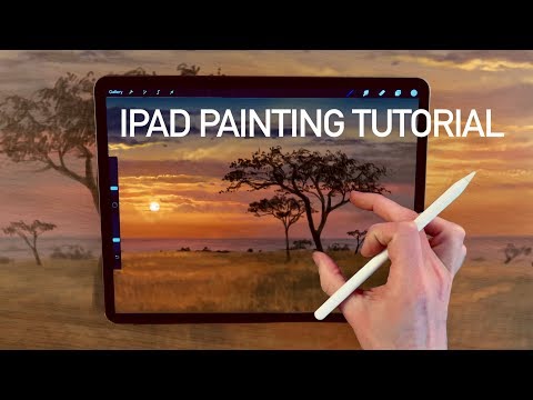 IPAD PAINTING TUTORIAL - African tree sunset landscape