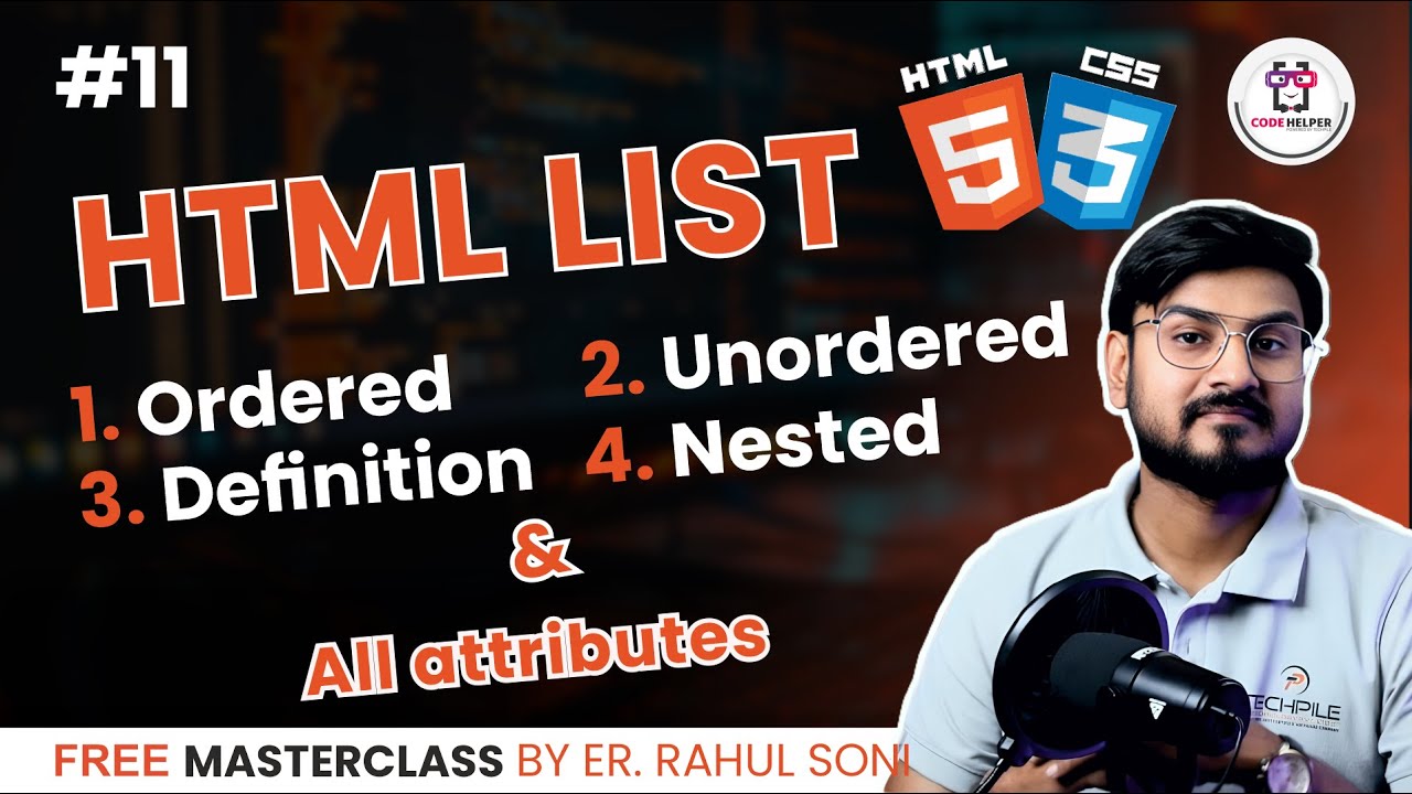 🚀 Lists in HTML | Ordered and Unordered list in html | HTML List ...