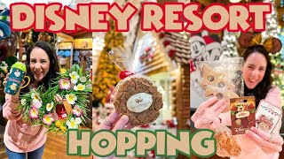 DISNEY RESORT HOPPING for the HOLIDAYS 2023! | Exclusive Merch, Holiday Treats, Gingerbread Displays