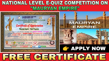 National Level E-Quiz Contest On Mauryan Empire I Free Certificate I Digital Classroom