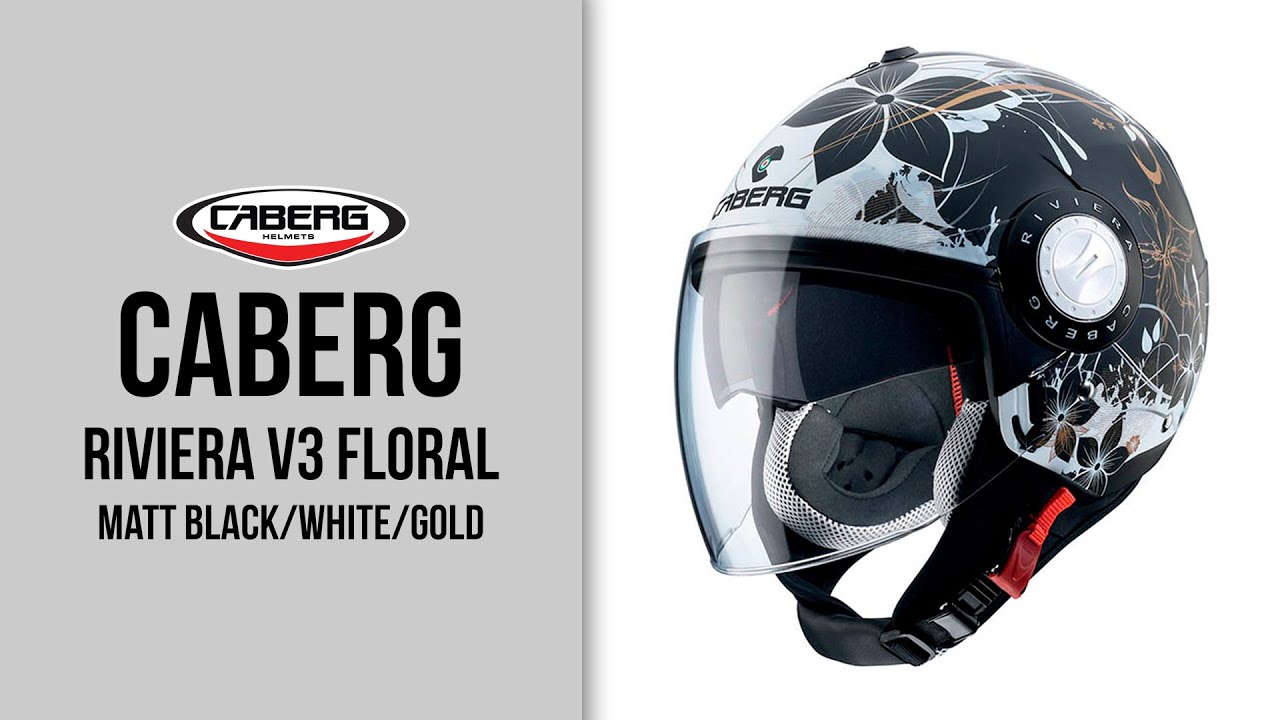 Caberg Riviera V3 Floral matt black/white/gold - YouTube