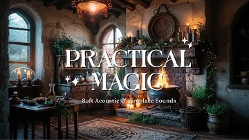 Practical Magic Ambience — Cozy Fireplace & Acoustic Guitar for Relaxation, Sleep, Study