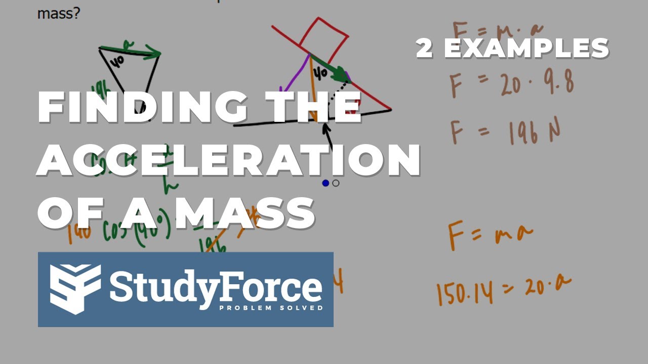 Finding the Acceleration of a Mass  F = ma  Forces, Vectors (Part 23)