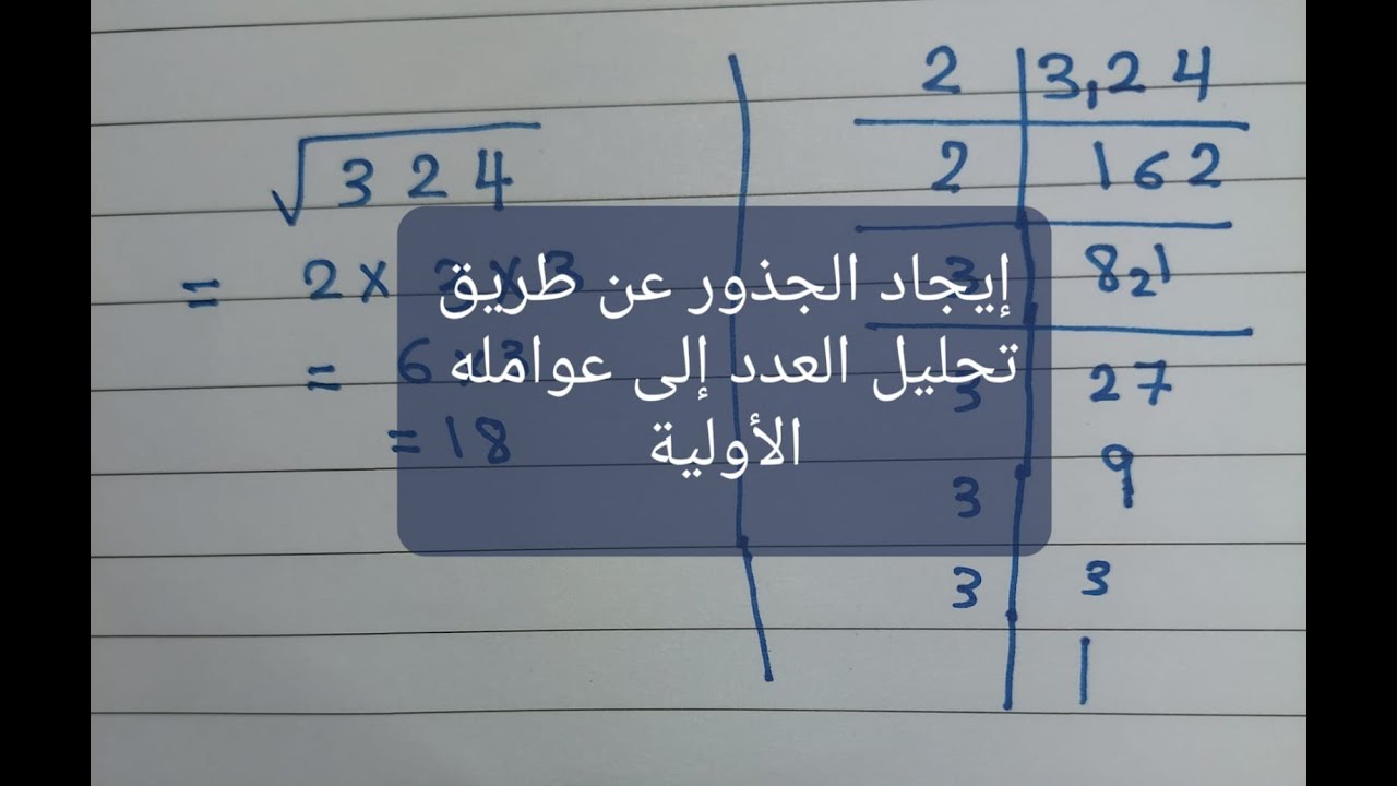 ايجاد الجذر عن طريق التحليل الى العوامل الاولية ( أول تعليق مهم )