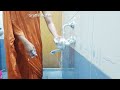 How to Clean Bathroom Tap | Transparent saree | Embroidery Beautiful Orange Colour Saree #wetlook