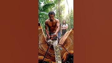 Giant Tree Falls, Hidden Snake Appears!#woodworking#wood#cuttingskills