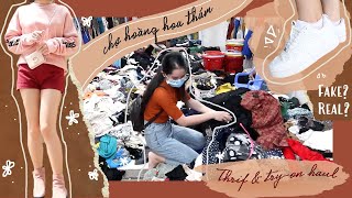 Sắm đồ secondhand ở chợ Hoàng Hoa Thám | Đồ cũ mới mua | Thrift with me & Try-on haul