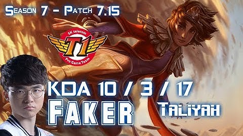 SKT T1 Faker TALIYAH vs LUCIAN Mid - Patch 7.15 KR Ranked