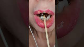 asmr my kissing lips Eating Tanghulu Jelly | asmr mukbang short shorts