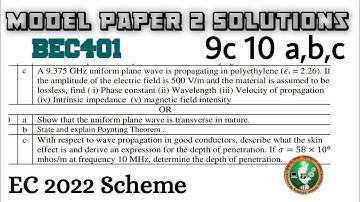#9 Electromagnetic Theory 9c 10 a,b,c Model Paper 2 Solved 4th Sem ECE 2022 Scheme VTU BEC401