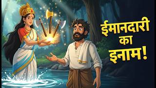 ईमानदार लकड़हारा की कहानी | Hindi Moral Story | Dream Toon Stories | Ghibli Style