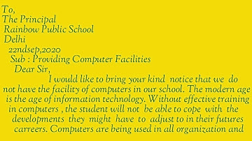 Write a letter to the principal for providing computer facility.