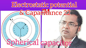A sperical capacitor consists of two concentric spherical conductors, held in position by suitab...