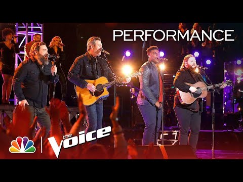 Blake Shelton, Chris Kroeze, Dave Fenley & Kirk Jay Sing "Dixieland Delight" - The Voice Live Top 11