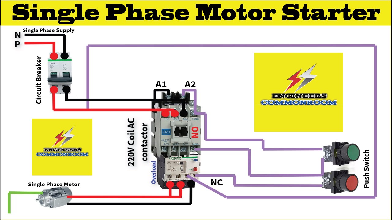 Single phase motor starter । Engineers CommonRoom - YouTube