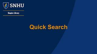 Quick Search Tutorial