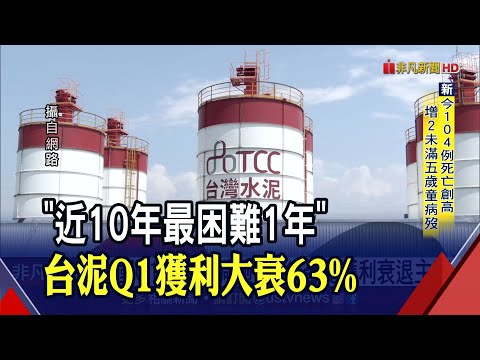 中國需求拖累!台泥Q1獲利年衰退63.7% 張安平:近10年最困難.. 台泥轉型循環經濟股朝"科技成長股"邁進｜非凡財經新聞｜20220526