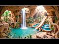 I Built a Luxury House Inside a Cave with a Waterfall (ASMR)
