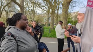 Hebrew Israelite challenges Muslim on slavery in Islam &Christianity? Ibn Hazm &Lady Speakers Corner