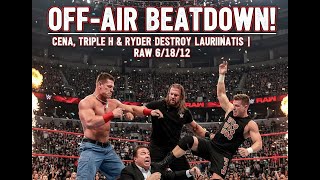 John Cena, Zack Ryder &amp; Triple H Beat Down John Laurinaitis After Raw | Off-Air Footage 6/18/12