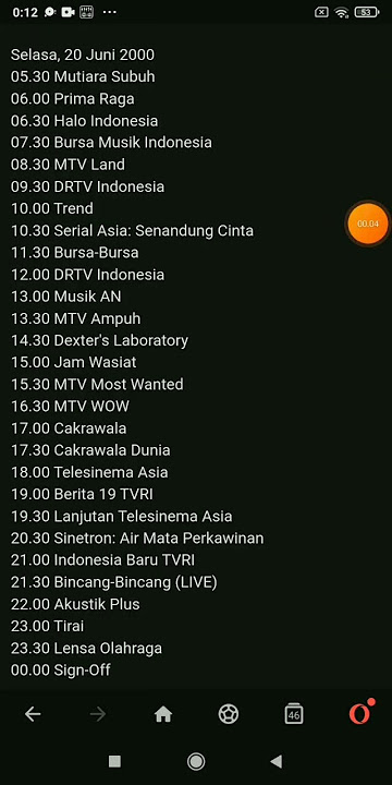 Jadwal acara TV Selasa 20 Juni 2000 Indosiar RCTI SCTV Anteven Dan tpi