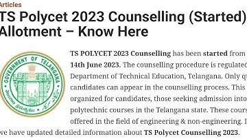 TS Polycet 2023 Counselling (Started), Seat Allotment #tspolycet #polycet2023 #counceling #seats