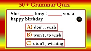50 + Grammar Quiz | English Mixed Test | English All Tenses Mixed Quiz | No.1 Quality English
