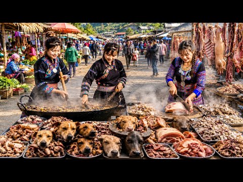 Inside the Vietnam–China Border Food Market | How Locals Cook & Eat Traditional Food