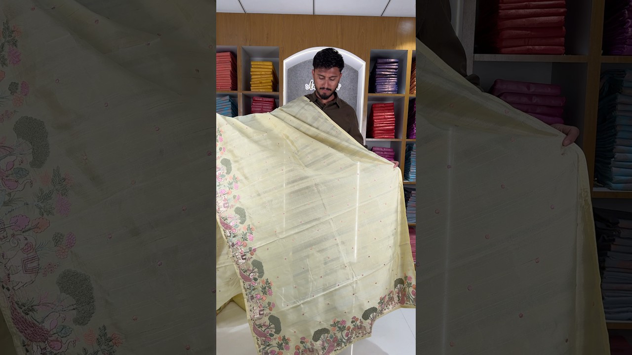 Pure Loom Tussar Silk Embroidery Work Saree