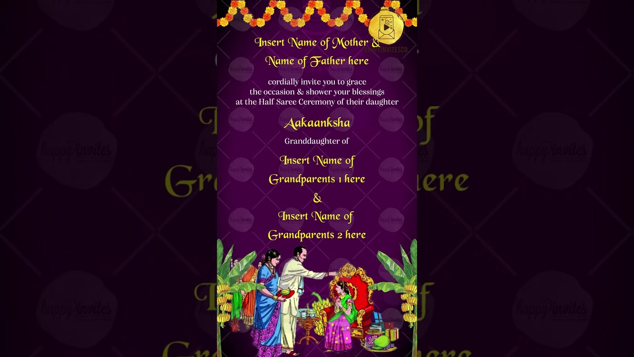 Free half saree ceremony invitation e-card