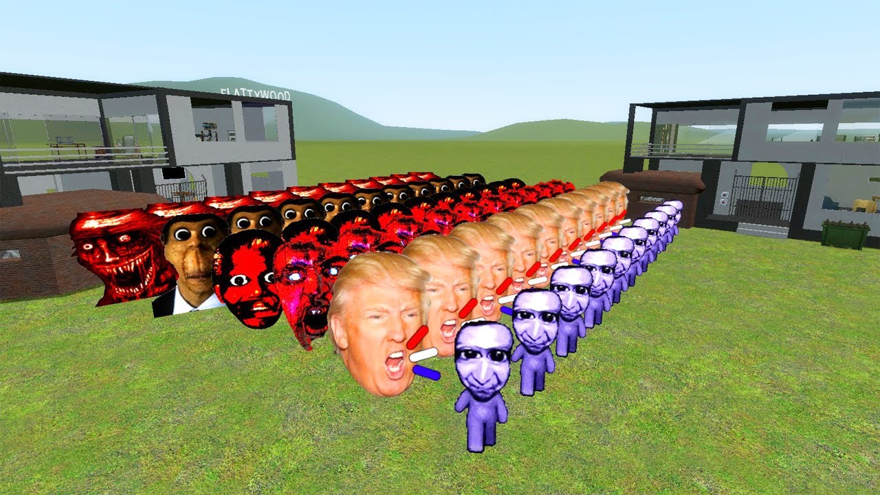 Ultimate Nico's Nextbots Pack vs Donald Trump vs Houses in Garry's Mod