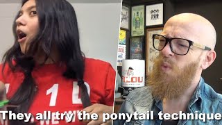 They all try the ponytail cutting technique !!! - Hair Buddha reaction video #hair #beauty