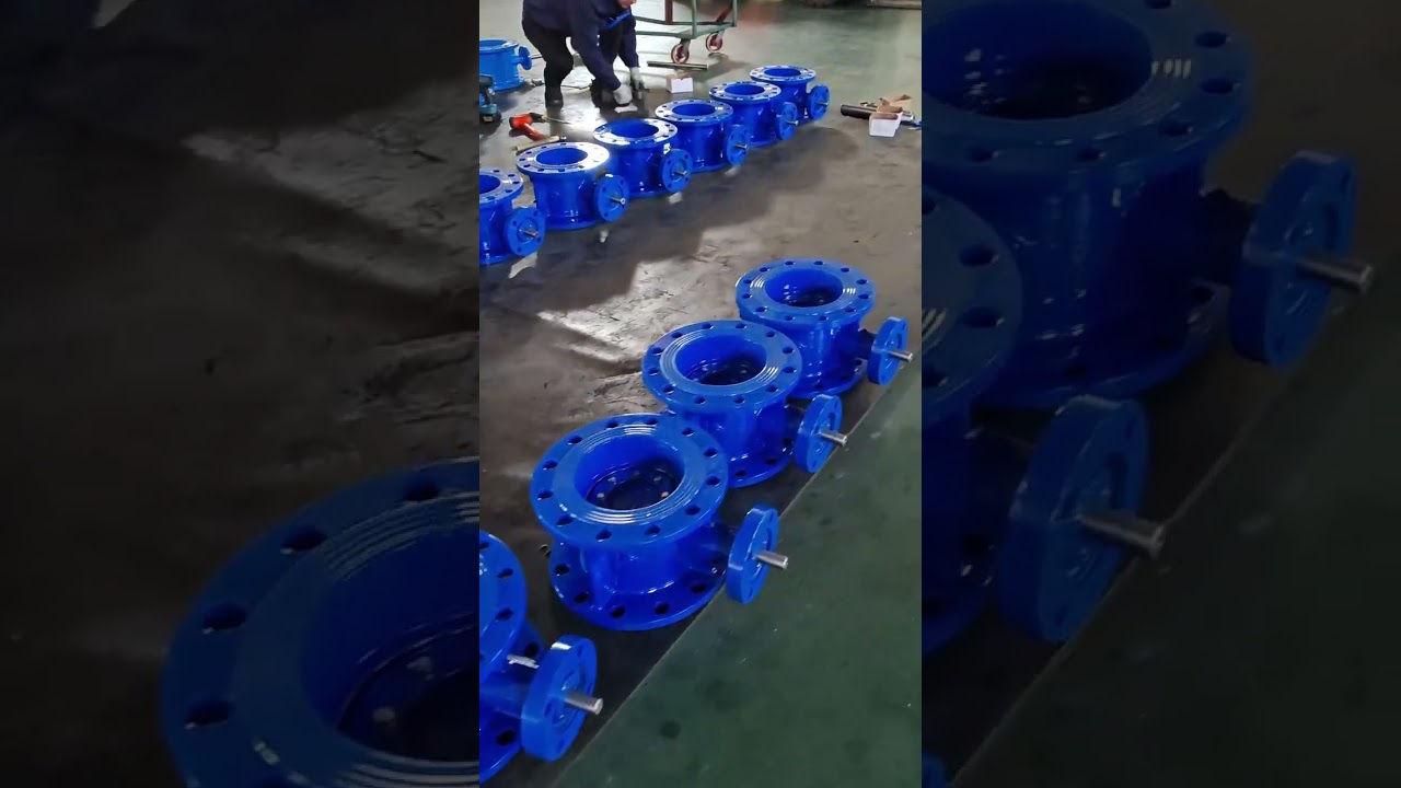 Double eccentric butterfly valve manufacturing workshop, testing equipment display