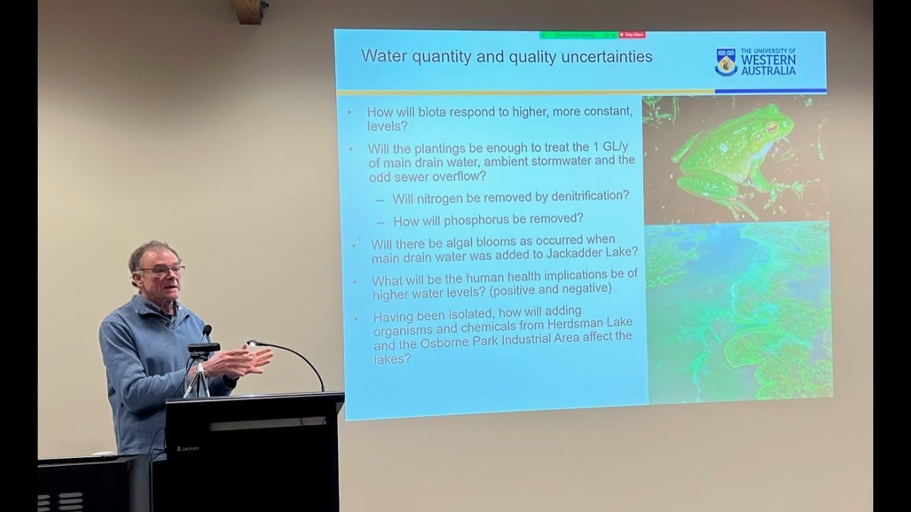 Dr Don McFarlane presenting the hydrogeology of Perry Lakes