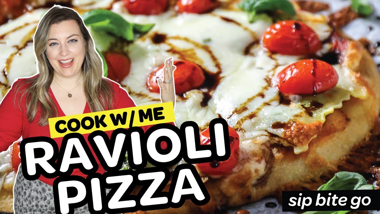 Ravioli Pizza On Flatbread With Alfredo Sauce - YouTube