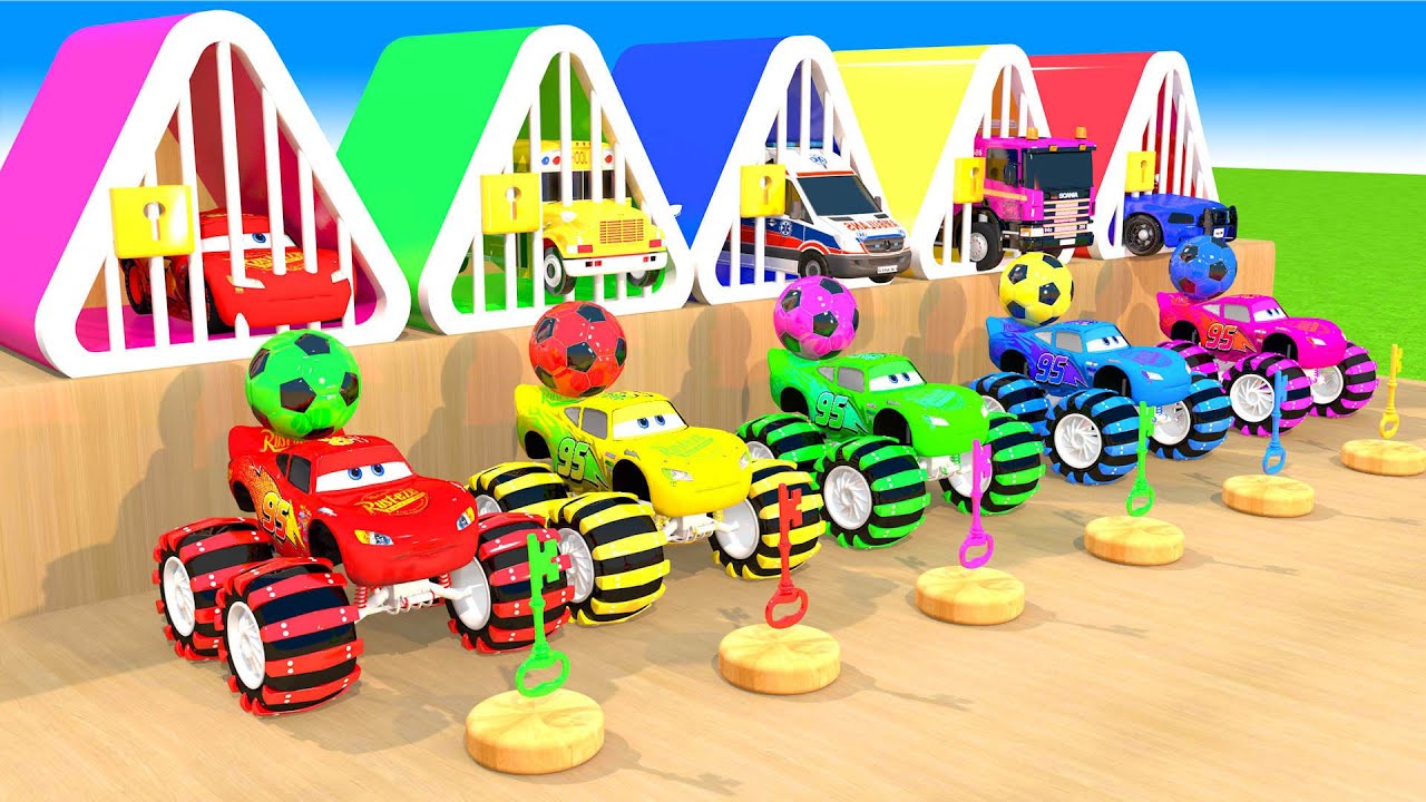 Basket Ball Game Game With Police car, Mcqueen, Tractor, Car, School