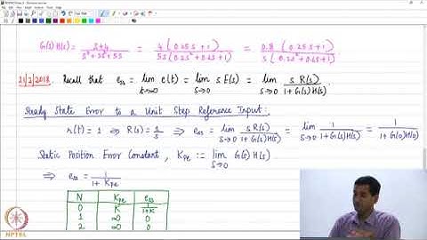 Steady State Error Analysis - Part 1: Lecture-31
