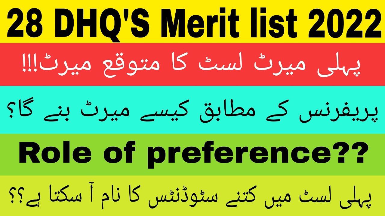 28 DHQ'S Hospital Merit list 2022|| Role Of preference|| Gazzete list Issues || Merit list Date