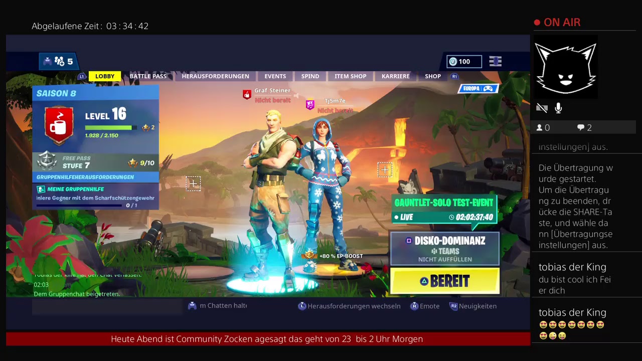 Fortnite PS4 Community Zocken 23 bis 2Uhr mein code # Professor - YouTube