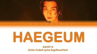 Agust D - 'Haegeum' Karaoke with Color Coded Lyrics (Han/Rom/Eng) Resimi