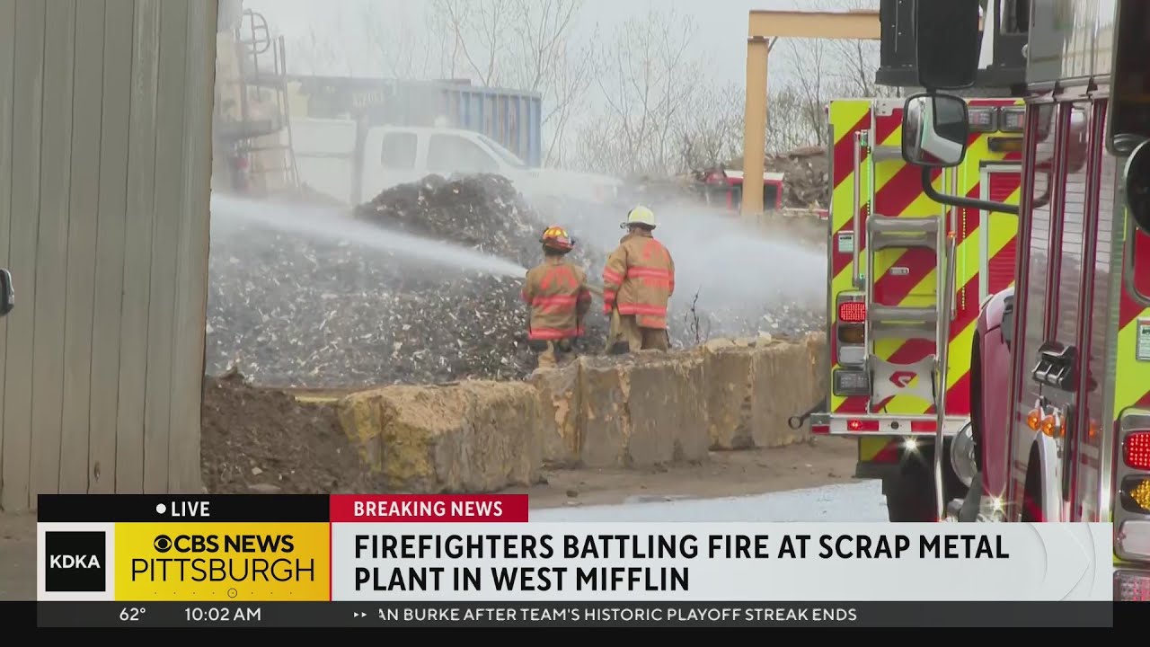 Fire breaks out at West Mifflin scrap metal plant - YouTube